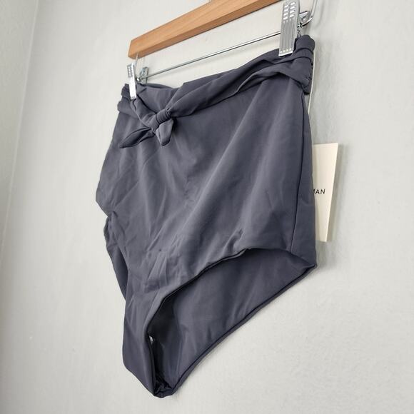 NEW Mara Hoffman Jay High Waist Tie Front Bikini Swim Bottom Falco Gray - Picture 3 of 10